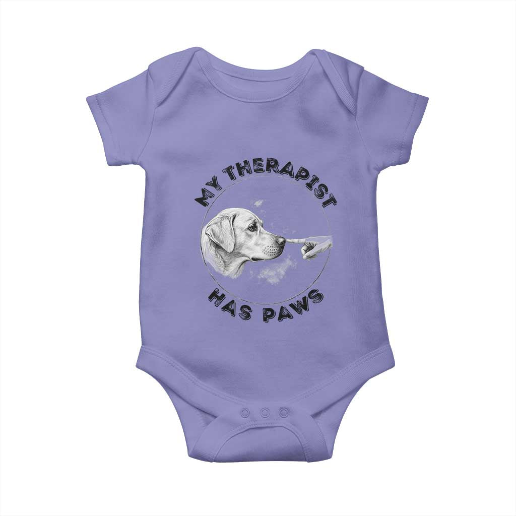 Funny Labrador Retriever Gift Baby Onesie My Therapist Has Paws TS12 Violet Print Your Wear