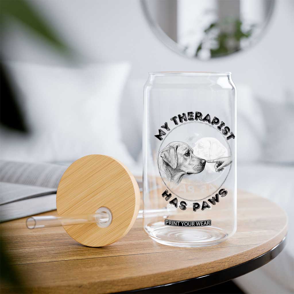 Funny Labrador Retriever Gift Glass Can My Therapist Has Paws TS12 Print Your Wear
