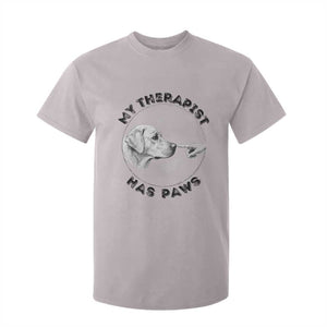 Funny Labrador Retriever Gift T Shirt For Kid My Therapist Has Paws TS12 Ice Gray Print Your Wear