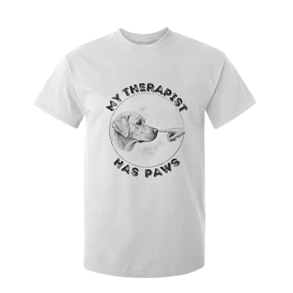 Funny Labrador Retriever Gift T Shirt For Kid My Therapist Has Paws TS12 White Print Your Wear
