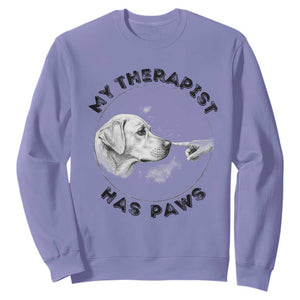 Funny Labrador Retriever Gift Sweatshirt My Therapist Has Paws TS12 Violet Print Your Wear