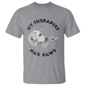 Funny Labrador Retriever Gift T Shirt My Therapist Has Paws TS12 Sport Gray Print Your Wear