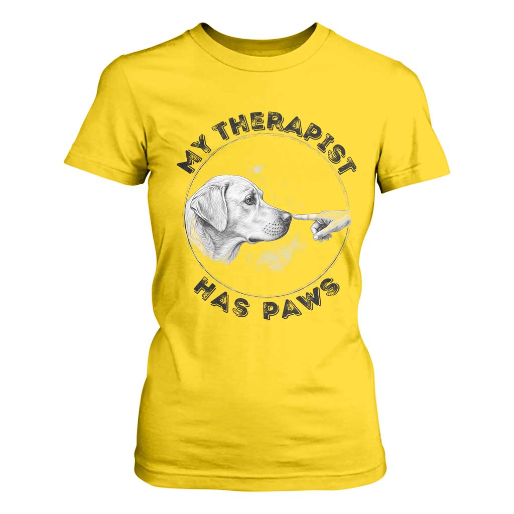 Funny Labrador Retriever Gift T Shirt For Women My Therapist Has Paws TS12 Daisy Print Your Wear