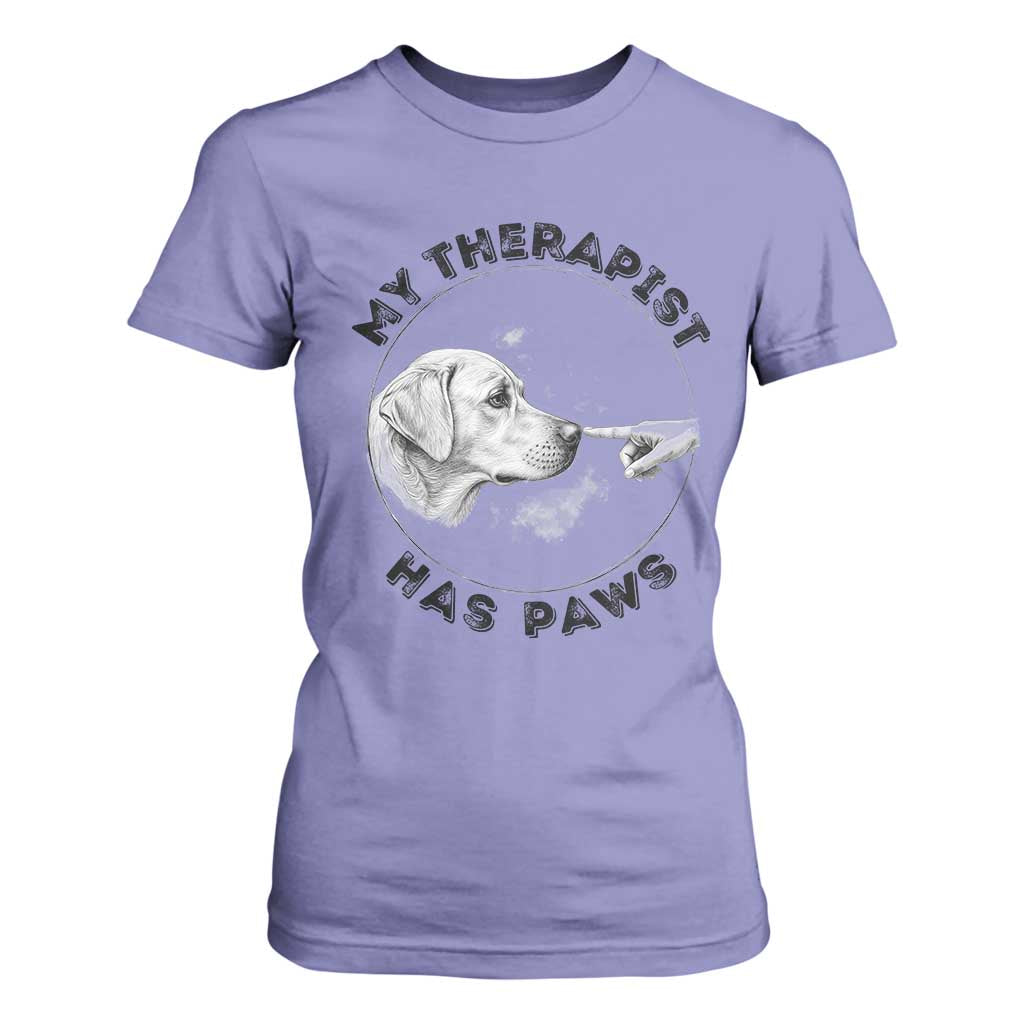 Funny Labrador Retriever Gift T Shirt For Women My Therapist Has Paws TS12 Violet Print Your Wear