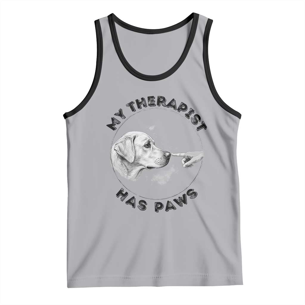 Funny Labrador Retriever Gift Tank Top My Therapist Has Paws TS12 Athletic Heather Black Print Your Wear