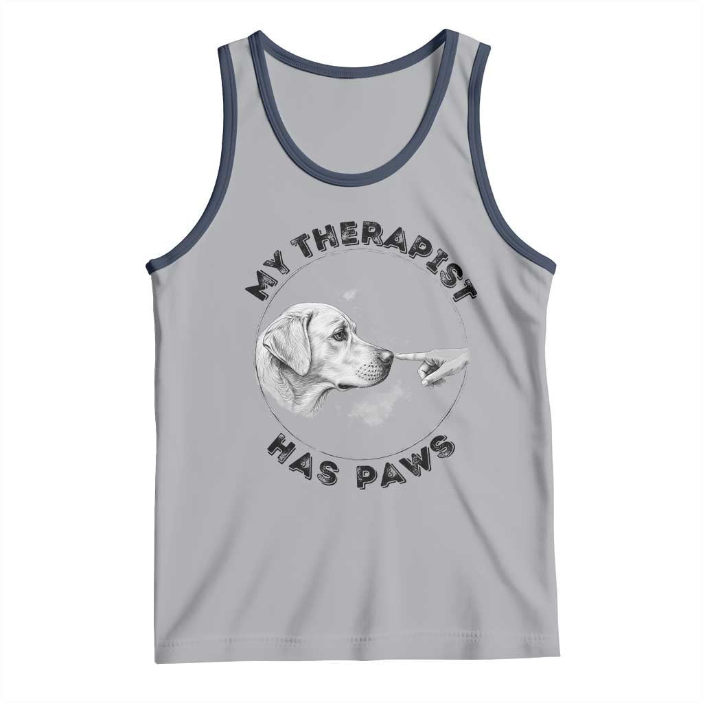 Funny Labrador Retriever Gift Tank Top My Therapist Has Paws TS12 Athletic Heather Navy Print Your Wear