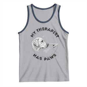 Funny Labrador Retriever Gift Tank Top My Therapist Has Paws TS12 Athletic Heather Navy Print Your Wear