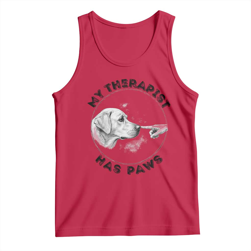 Funny Labrador Retriever Gift Tank Top My Therapist Has Paws TS12 Red Print Your Wear