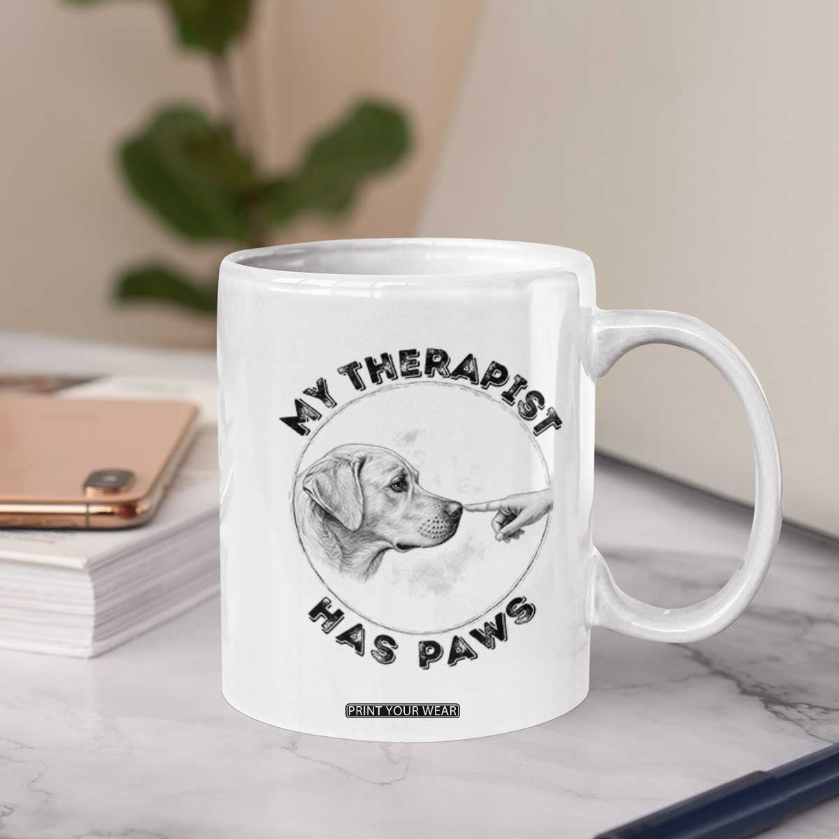 Funny Labrador Retriever Gift Coffee Mug My Therapist Has Paws TS12 Print Your Wear
