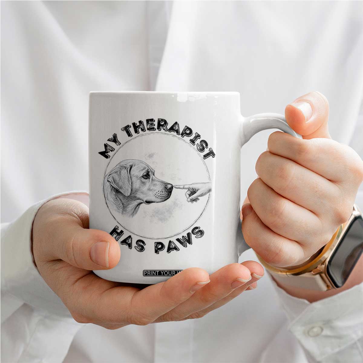 Funny Labrador Retriever Gift Coffee Mug My Therapist Has Paws TS12 Print Your Wear