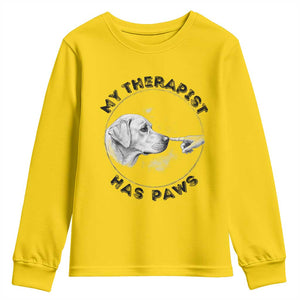 Funny Labrador Retriever Gift Youth Sweatshirt My Therapist Has Paws TS12 Daisy Print Your Wear
