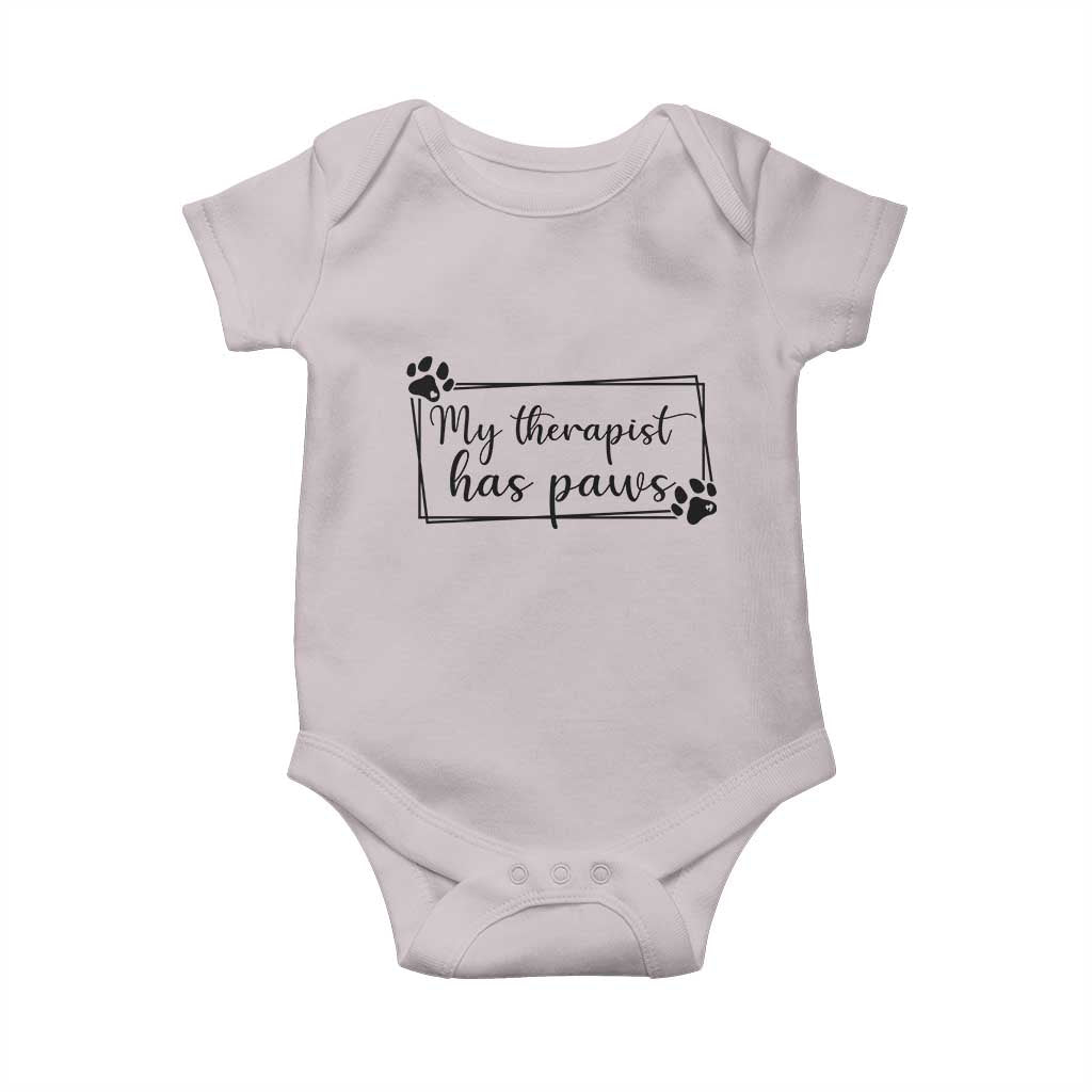 Funny Dog Lover Baby Onesie My Therapist Has Paws TS12 Ice Gray Print Your Wear