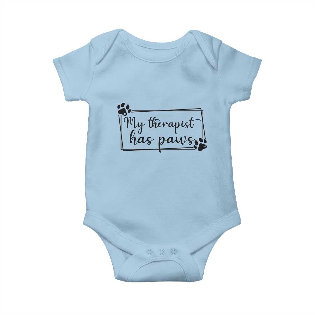 Funny Dog Lover Baby Onesie My Therapist Has Paws TS12 Light Blue Print Your Wear
