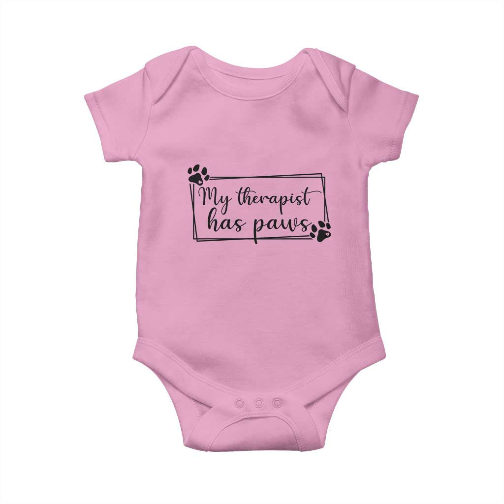 Funny Dog Lover Baby Onesie My Therapist Has Paws TS12 Light Pink Print Your Wear