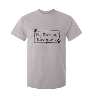 Funny Dog Lover T Shirt For Kid My Therapist Has Paws TS12 Ice Gray Print Your Wear