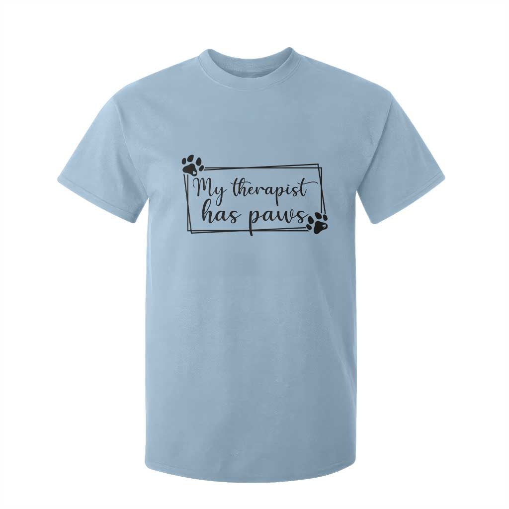 Funny Dog Lover T Shirt For Kid My Therapist Has Paws TS12 Light Blue Print Your Wear