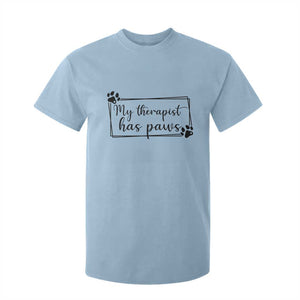 Funny Dog Lover T Shirt For Kid My Therapist Has Paws TS12 Light Blue Print Your Wear