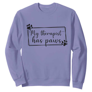 Funny Dog Lover Sweatshirt My Therapist Has Paws TS12 Violet Print Your Wear