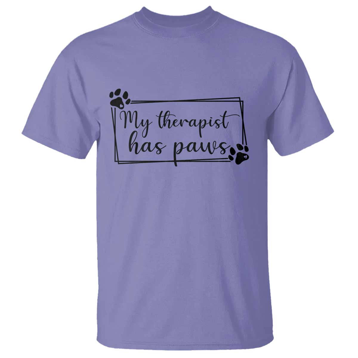 Funny Dog Lover T Shirt My Therapist Has Paws TS12 Violet Print Your Wear