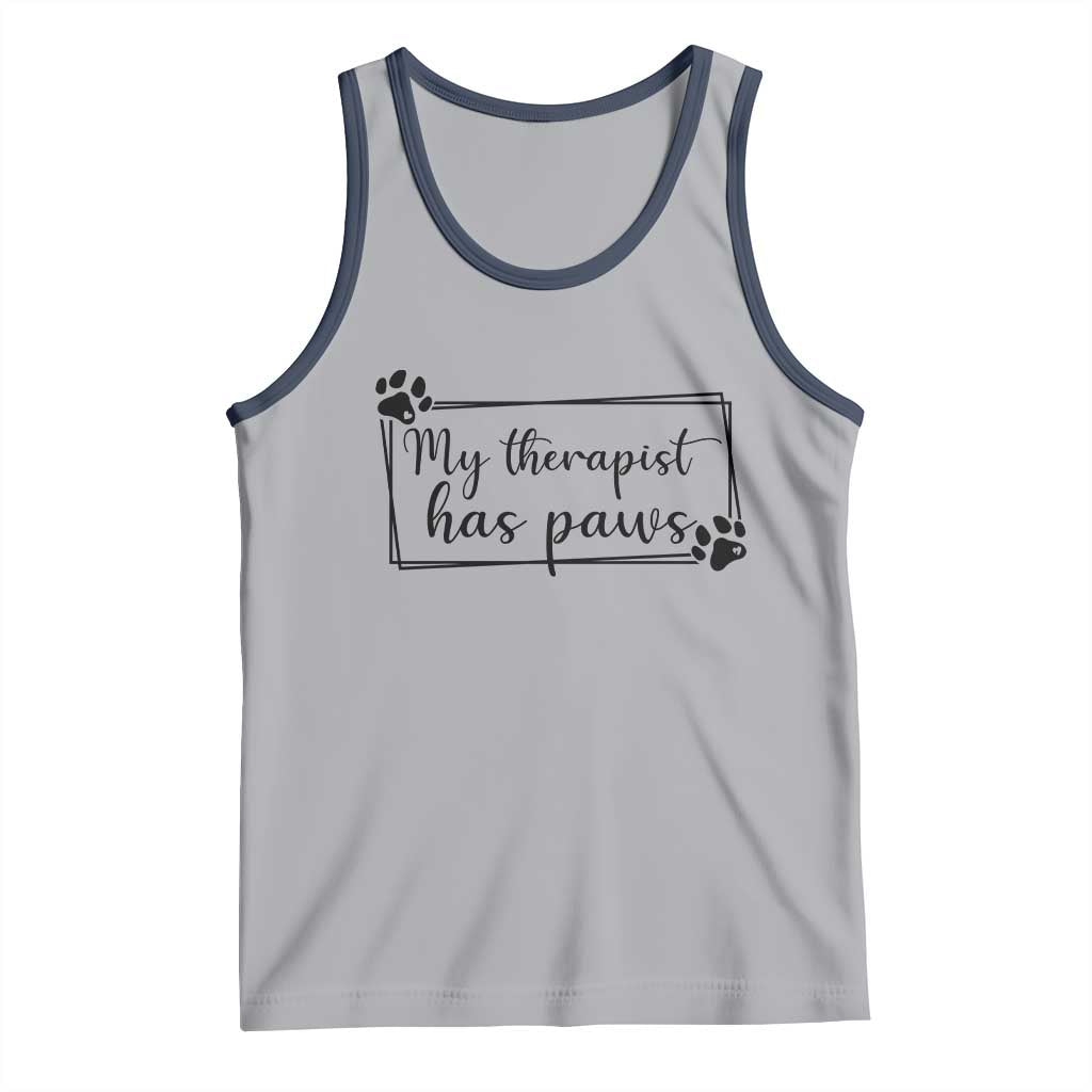 Funny Dog Lover Tank Top My Therapist Has Paws TS12 Athletic Heather Navy Print Your Wear