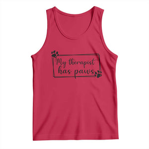 Funny Dog Lover Tank Top My Therapist Has Paws TS12 Red Print Your Wear