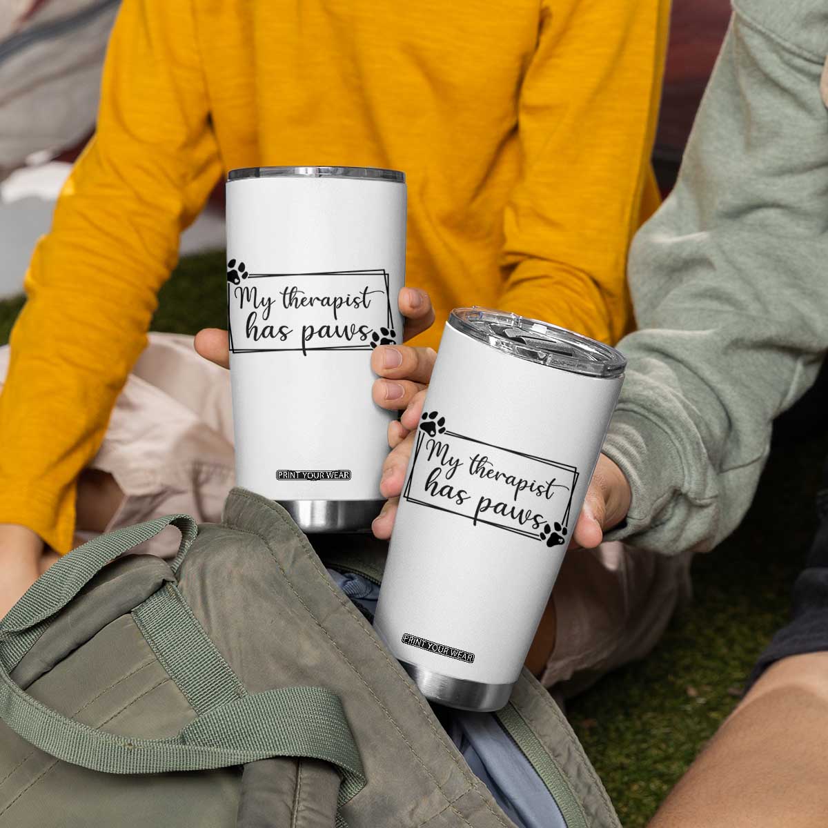 Funny Dog Lover Tumbler Cup My Therapist Has Paws TS12 Print Your Wear