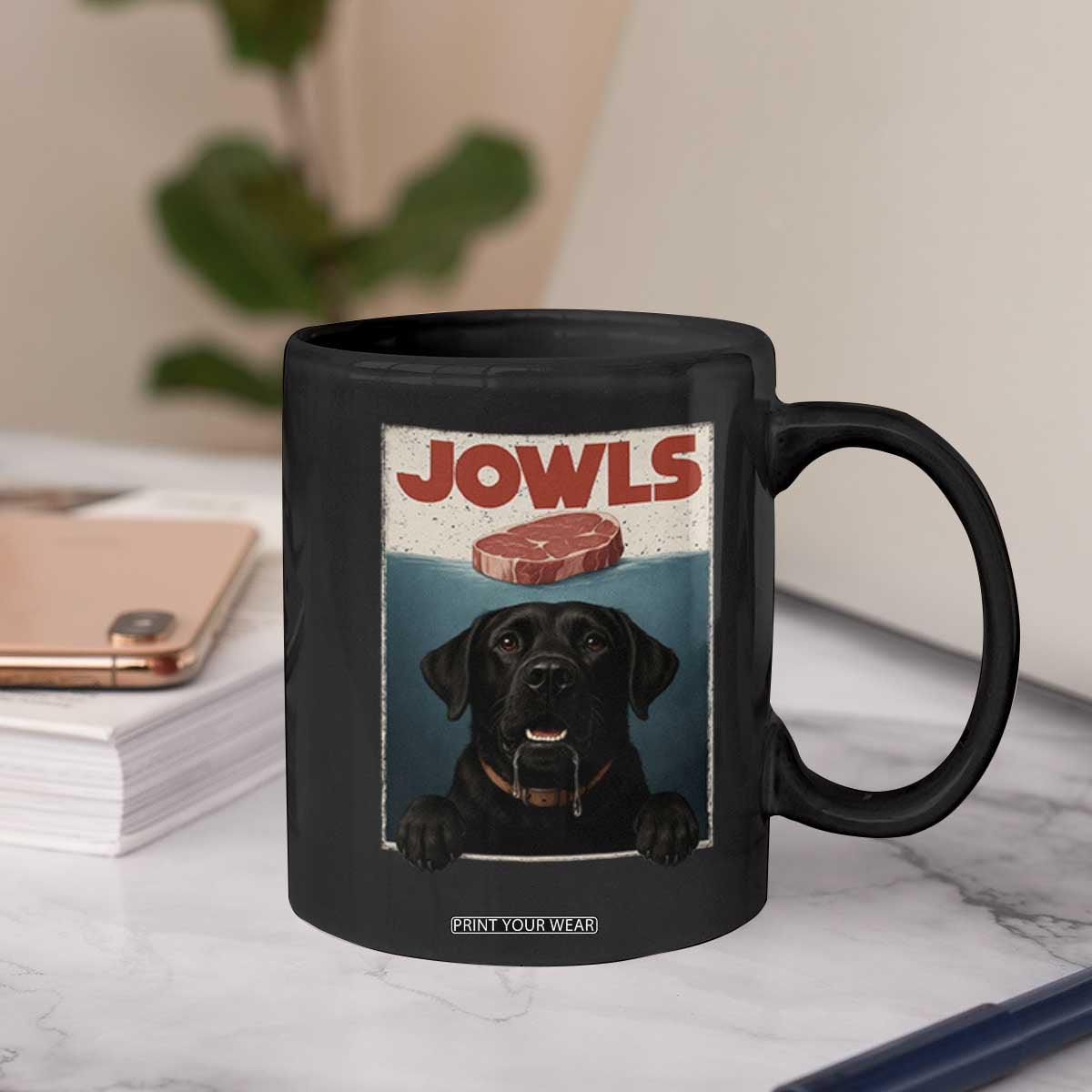 Black Labrador Retriever Coffee Mug Funny Jowls Horror Dog Poster TS12 Print Your Wear