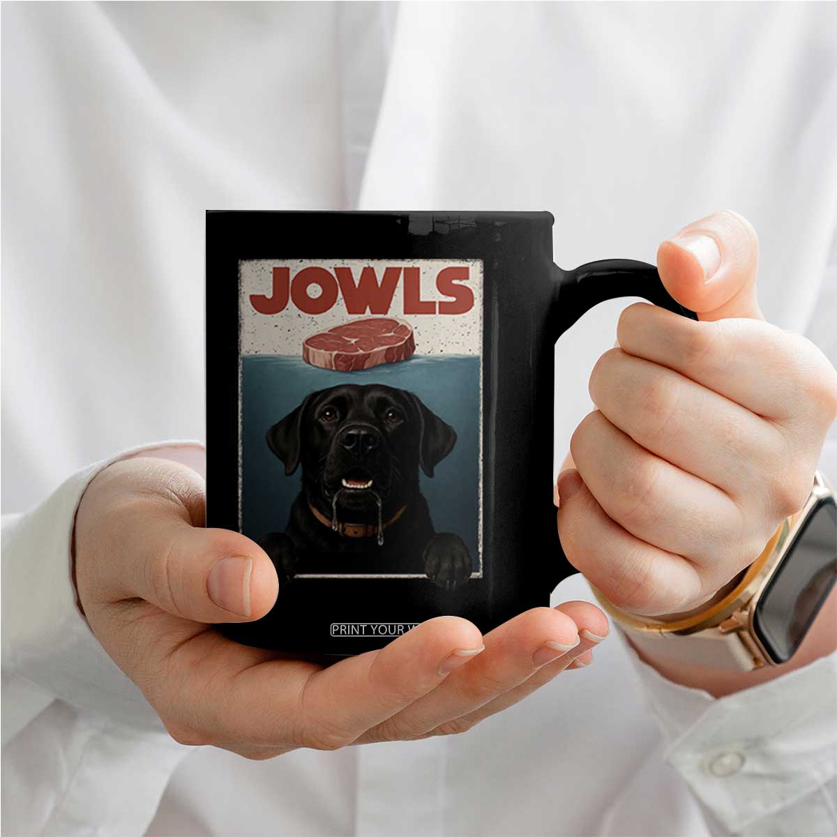 Black Labrador Retriever Coffee Mug Funny Jowls Horror Dog Poster TS12 Print Your Wear