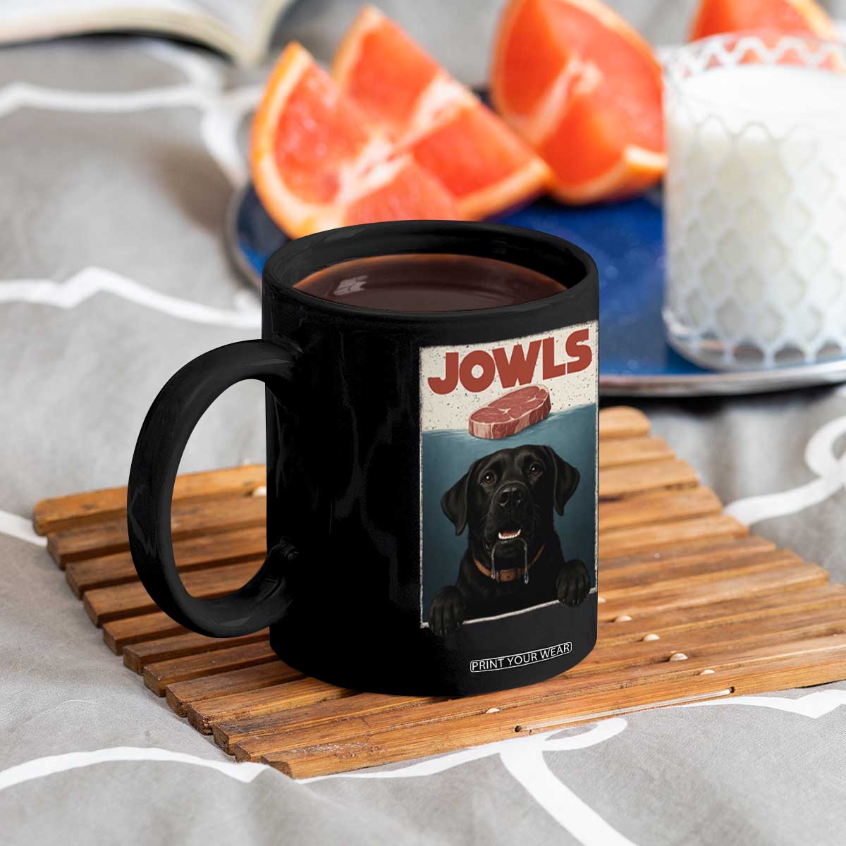 Black Labrador Retriever Coffee Mug Funny Jowls Horror Dog Poster TS12 Print Your Wear