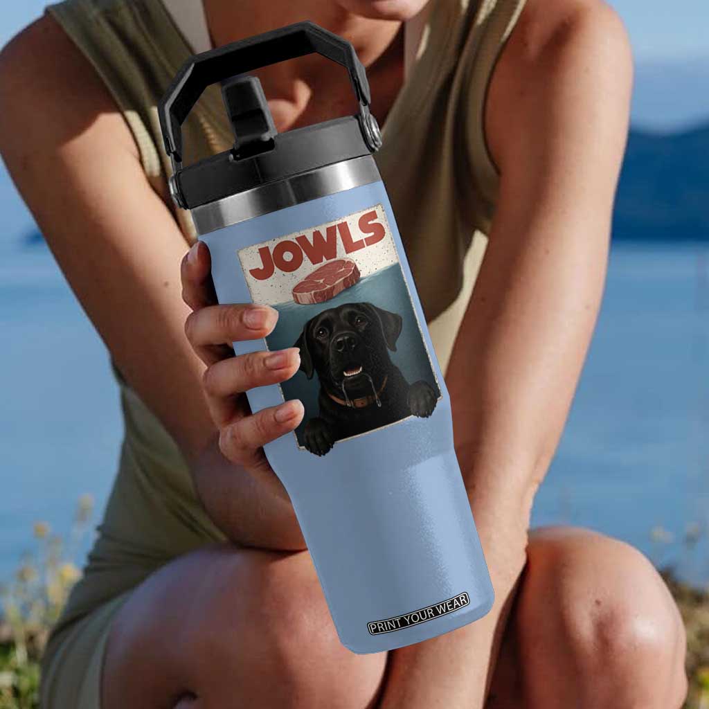 Black Labrador Retriever Flip Straw Tumbler Funny Jowls Horror Dog Poster TS12 One Size: 30 oz Light Blue Print Your Wear