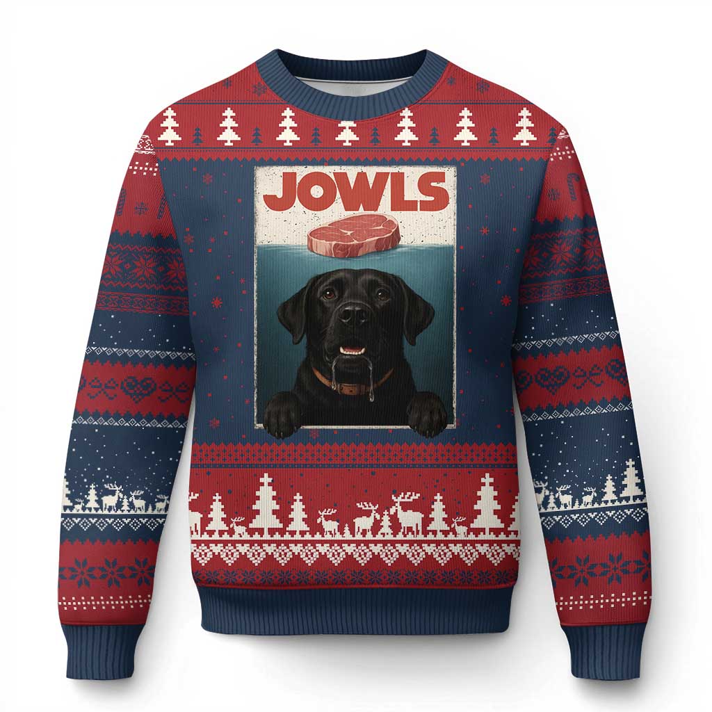 Black Labrador Retriever Ugly Christmas Sweater Funny Jowls Horror Dog Poster - Print Your Wear