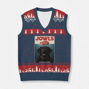 Black Labrador Retriever V-Neck Knit Sweater Vest Funny Jowls Horror Dog Poster TS12 Navy Red Print Your Wear