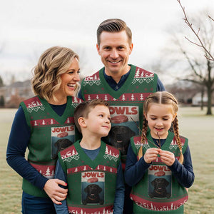 Black Labrador Retriever V-Neck Knit Sweater Vest Funny Jowls Horror Dog Poster TS12 Red Green Print Your Wear