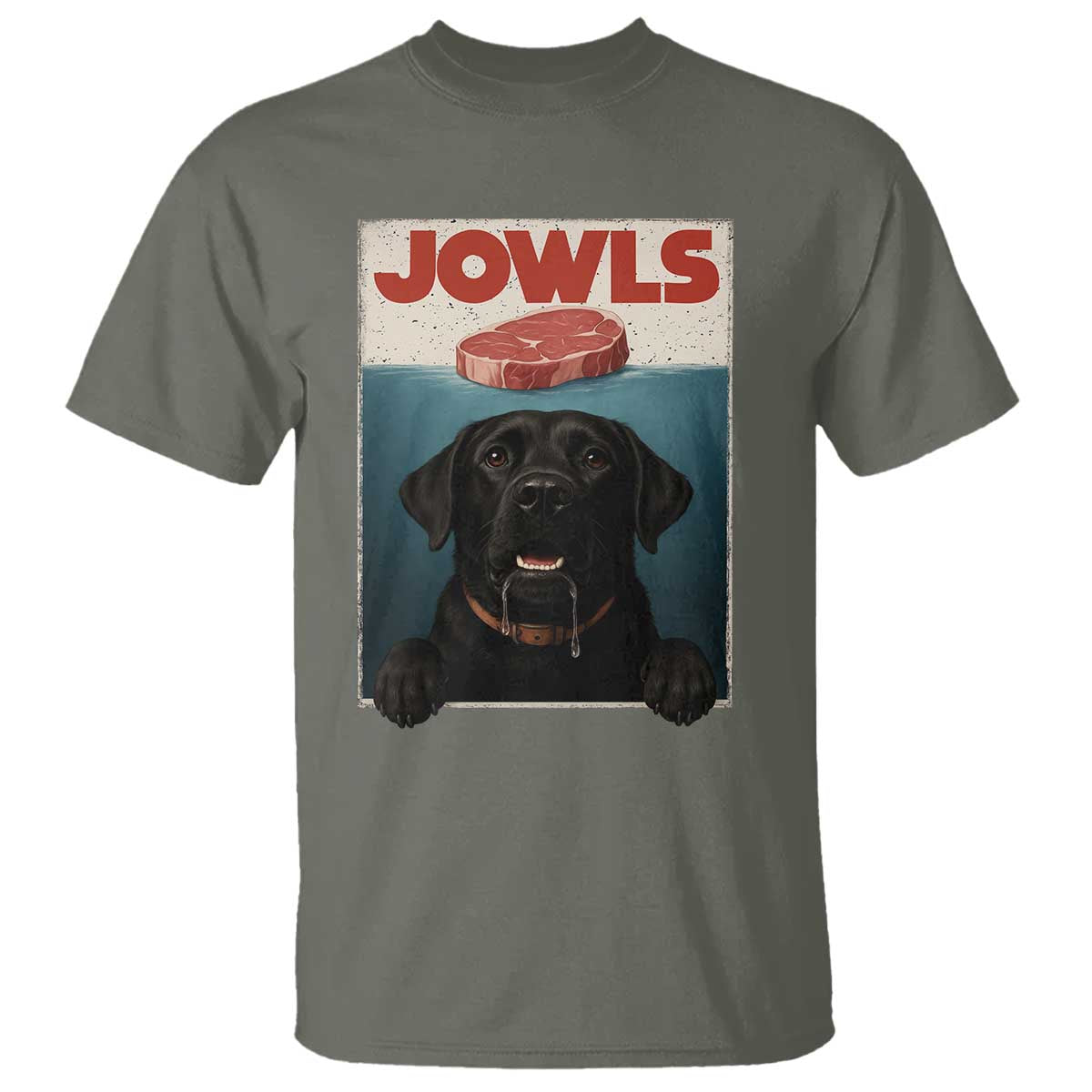 Black Labrador Retriever T Shirt Funny Jowls Horror Dog Poster TS12 Military Green Print Your Wear