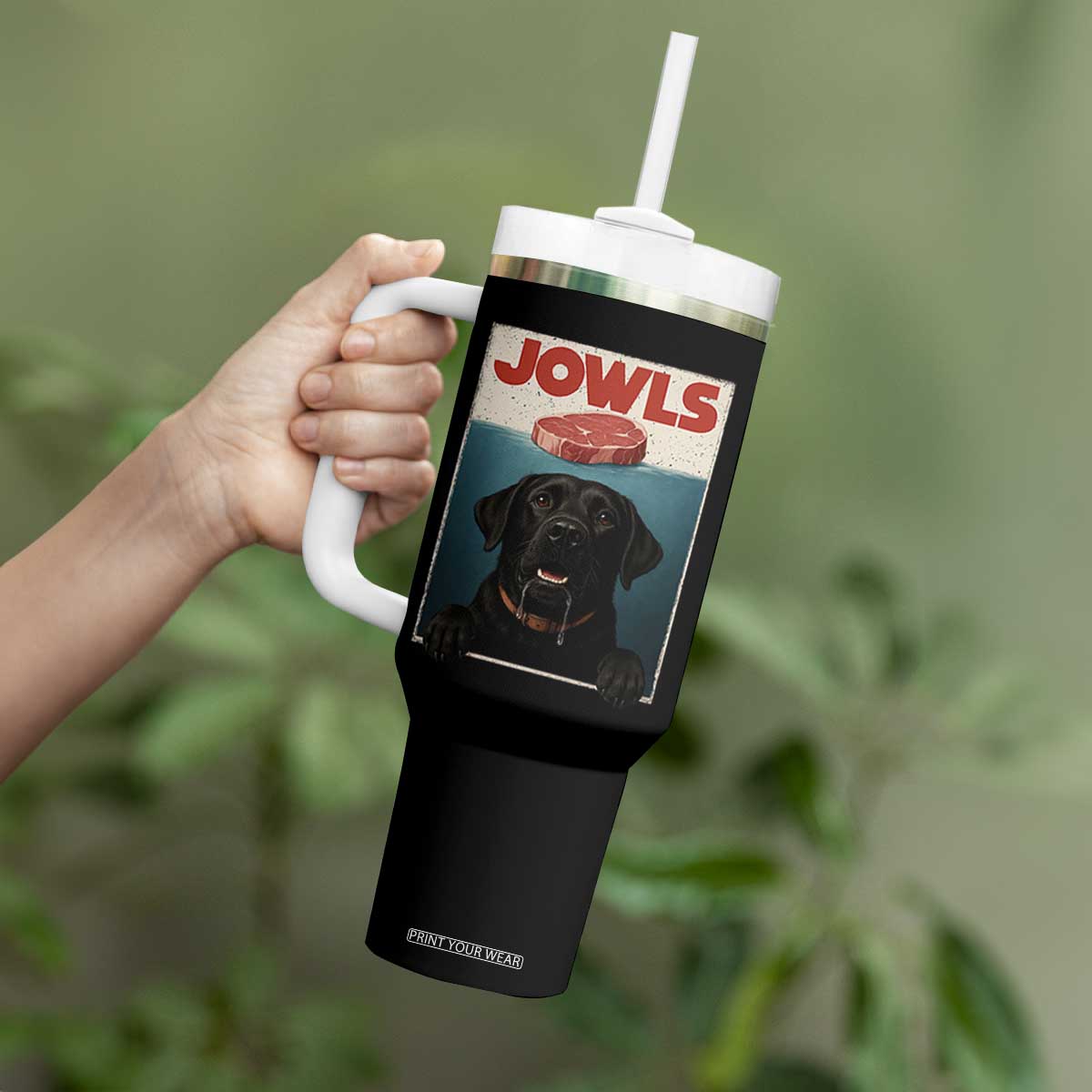 Black Labrador Retriever Tumbler With Handle Funny Jowls Horror Dog Poster TS12 Print Your Wear