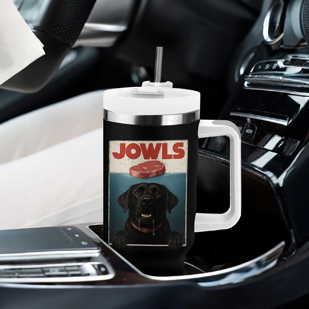 Black Labrador Retriever Tumbler With Handle Funny Jowls Horror Dog Poster TS12 Print Your Wear