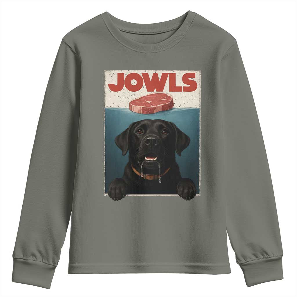 Black Labrador Retriever Youth Sweatshirt Funny Jowls Horror Dog Poster TS12 Military Green Print Your Wear