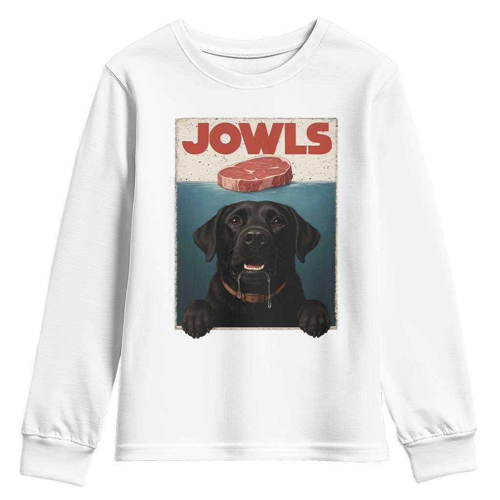 Black Labrador Retriever Youth Sweatshirt Funny Jowls Horror Dog Poster TS12 White Print Your Wear
