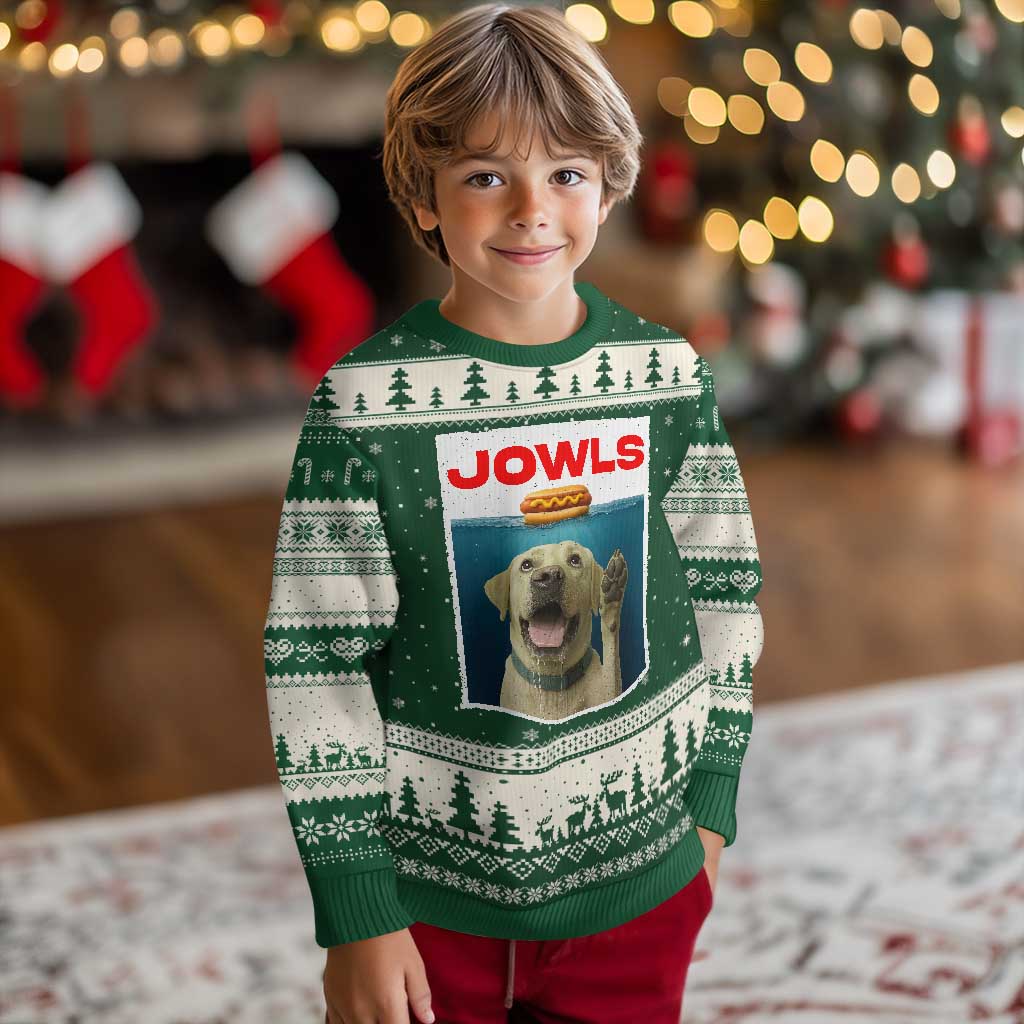 Funny Yellow Lab Jowls Ugly Christmas Sweater Labrador Retriever Lover Gift TS12 Forest Green Beige Print Your Wear