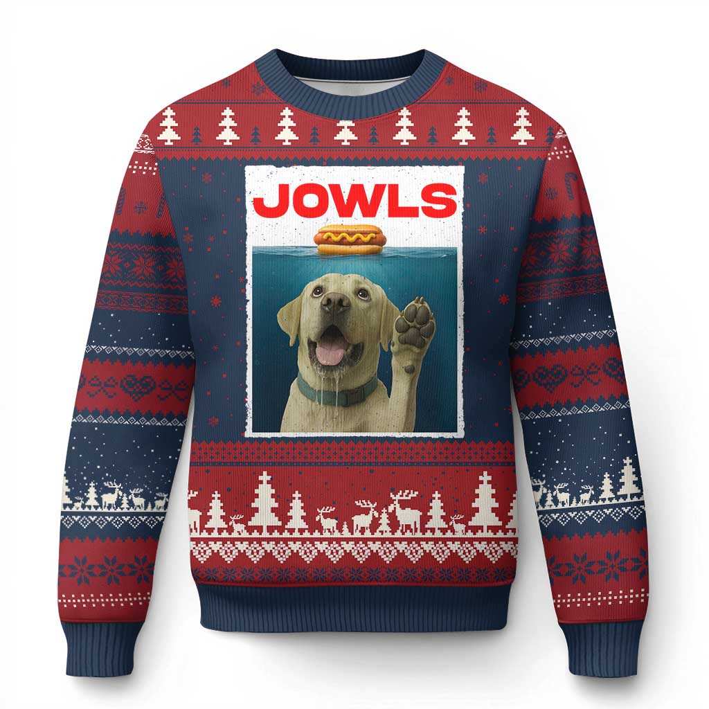 Funny Yellow Lab Jowls Ugly Christmas Sweater Labrador Retriever Lover Gift TS12 Navy Red Print Your Wear