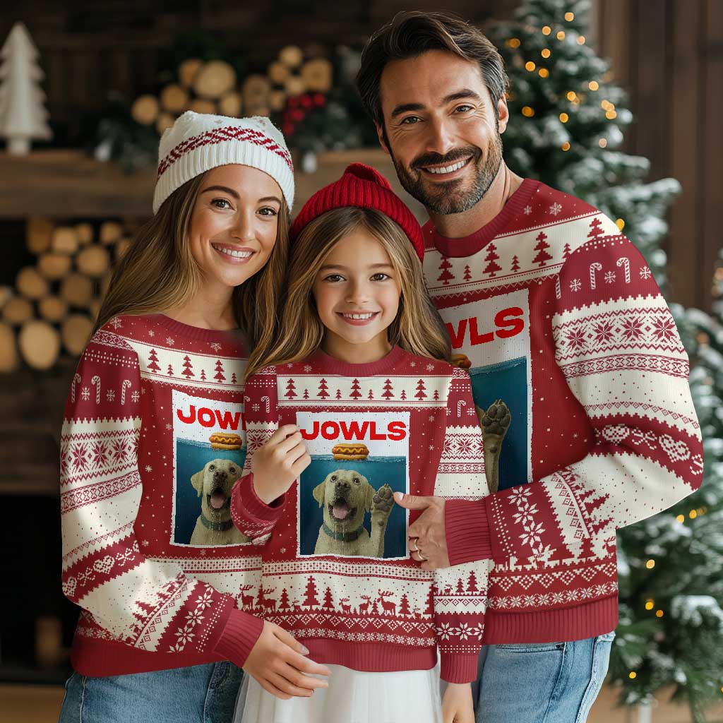 Funny Yellow Lab Jowls Ugly Christmas Sweater Labrador Retriever Lover Gift TS12 Red Beige Print Your Wear