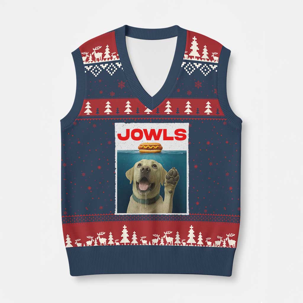 Funny Yellow Lab Jowls V-Neck Knit Sweater Vest Labrador Retriever Lover Gift TS12 Navy Red Print Your Wear