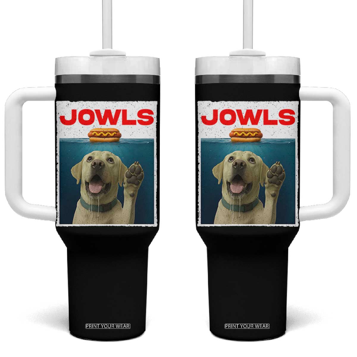 Funny Yellow Lab Jowls Tumbler With Handle Labrador Retriever Lover Gift TS12 One Size: 40 oz Black Print Your Wear