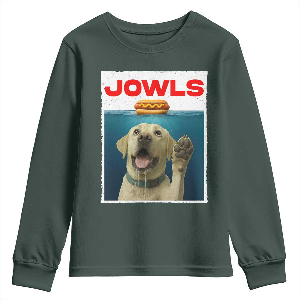 Funny Yellow Lab Jowls Youth Sweatshirt Labrador Retriever Lover Gift TS12 Dark Forest Green Print Your Wear