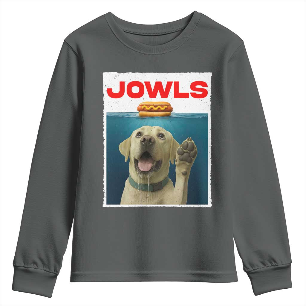 Funny Yellow Lab Jowls Youth Sweatshirt Labrador Retriever Lover Gift TS12 Dark Heather Print Your Wear