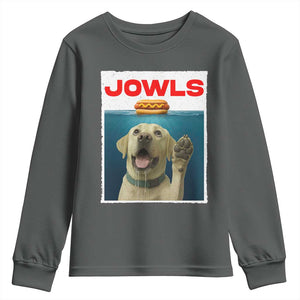 Funny Yellow Lab Jowls Youth Sweatshirt Labrador Retriever Lover Gift TS12 Dark Heather Print Your Wear
