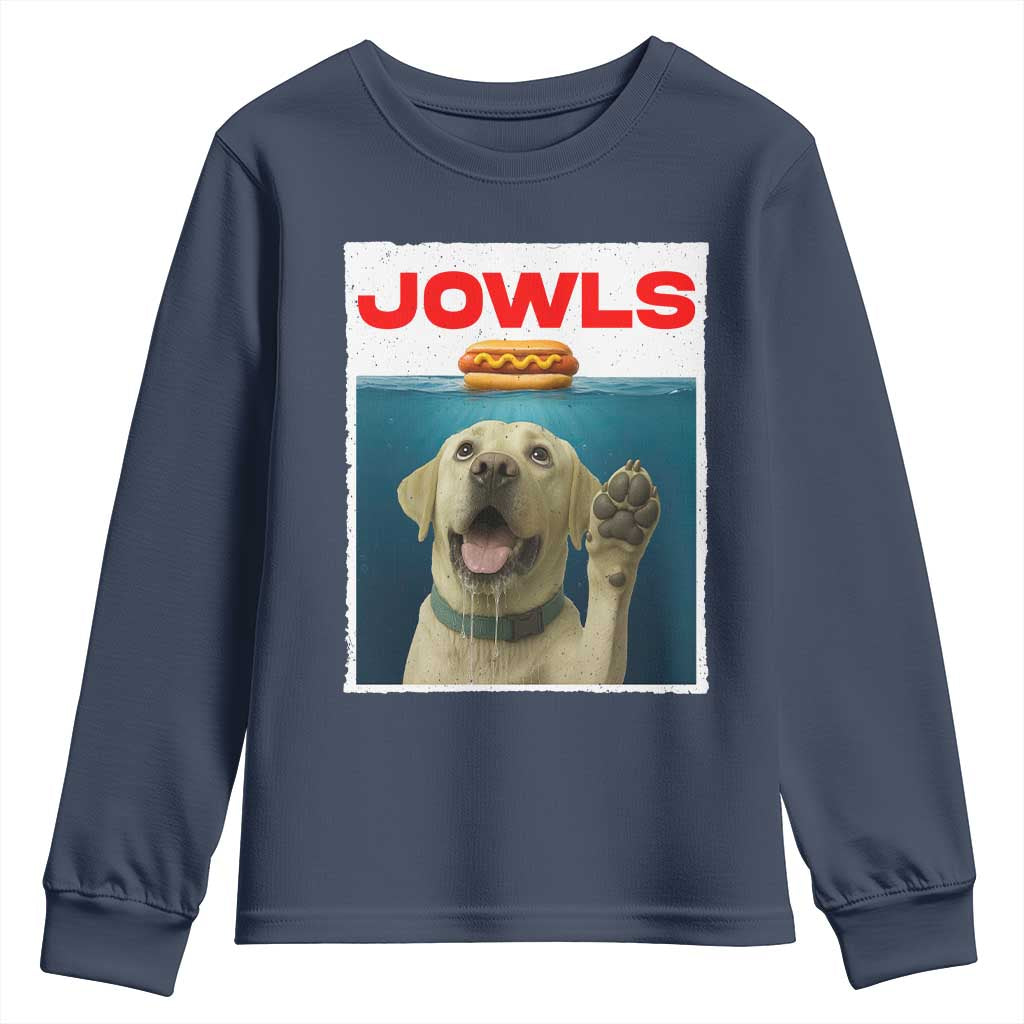 Funny Yellow Lab Jowls Youth Sweatshirt Labrador Retriever Lover Gift TS12 Navy Print Your Wear