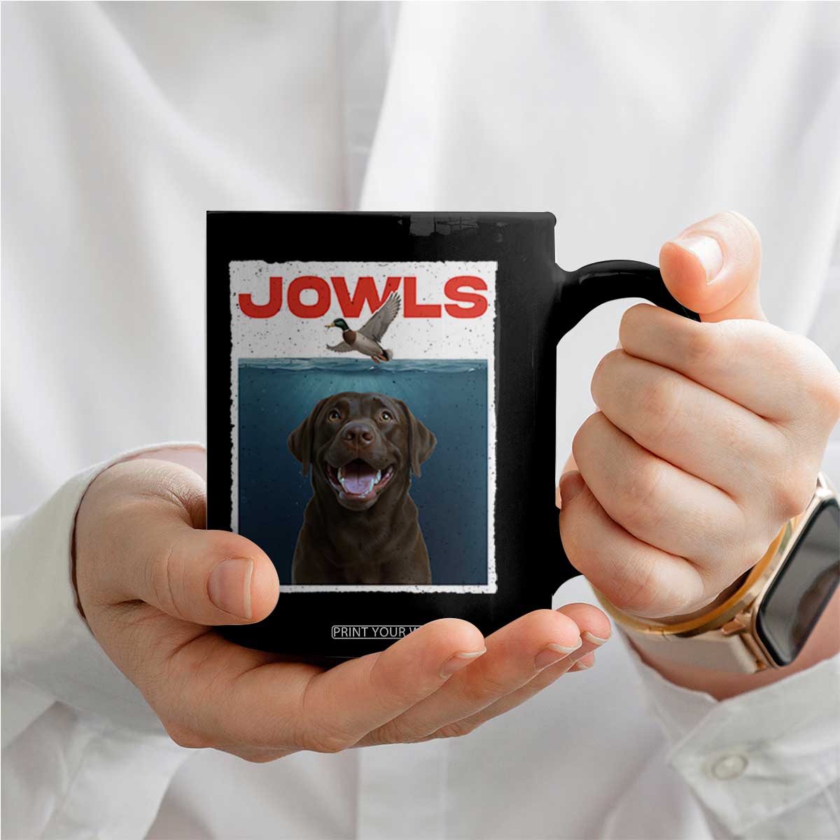 Chocolate Labrador Retriever Coffee Mug Funny Jowls Horror Dog Poster TS12 Print Your Wear