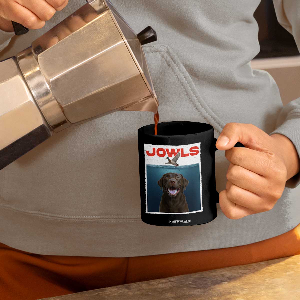 Chocolate Labrador Retriever Coffee Mug Funny Jowls Horror Dog Poster TS12 Print Your Wear