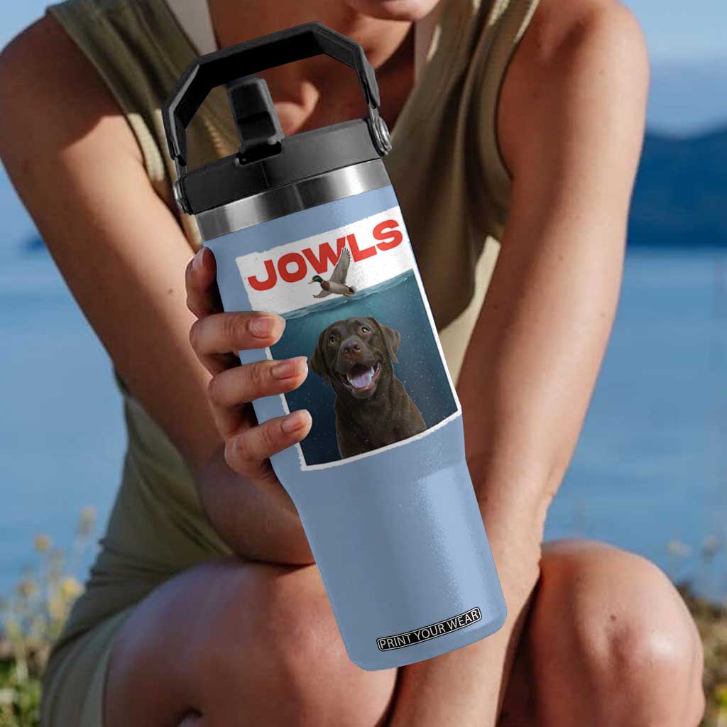 Chocolate Labrador Retriever Flip Straw Tumbler Funny Jowls Horror Dog Poster TS12 One Size: 30 oz Light Blue Print Your Wear